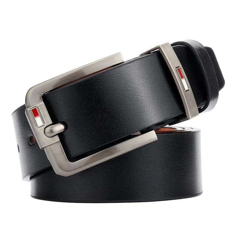 Men’s Designer PU Leather Belt – Trendy Alloy Pin Buckle for Jeans, Business, & Leisure Outfits