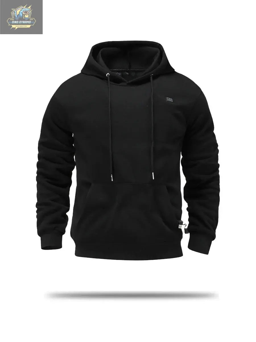 Mens USB Heated Jacket Winter Electric Heating Sweatshirt with Hood Warm Rechargeable Thermal Clothing for Outdoor Sports Skiing