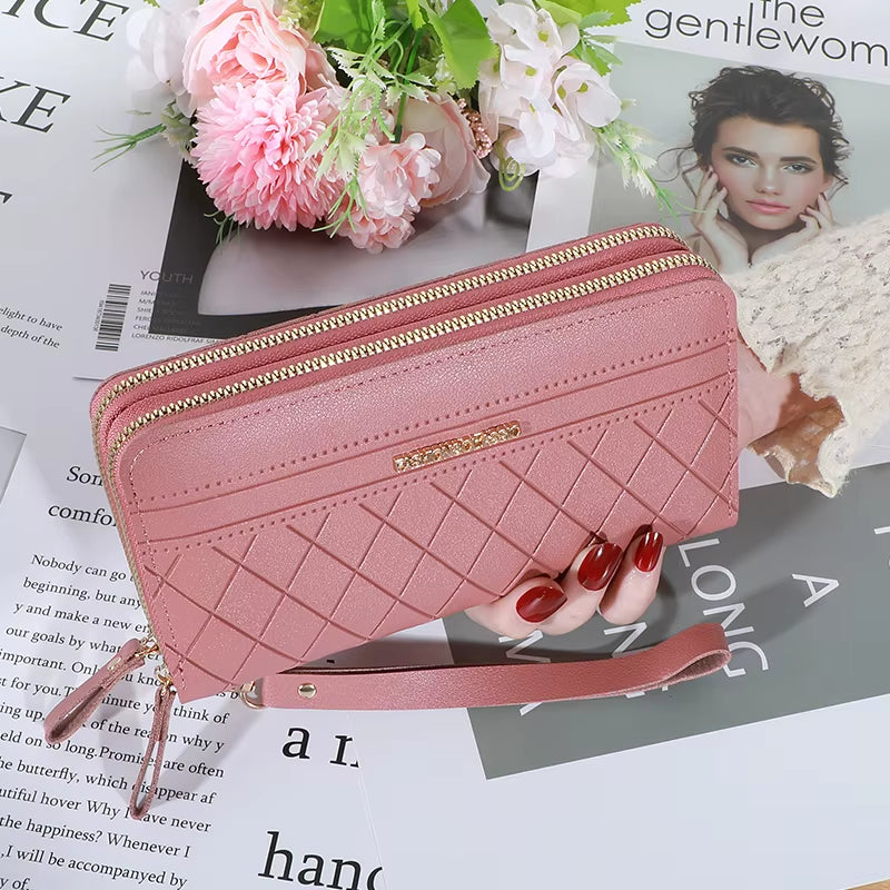 Long Women'S Wallet Female Purses Tassel Coin Purse Card Holder Wallets Double Zipper Pu Leather Clutch Luxury Money Phone Bag