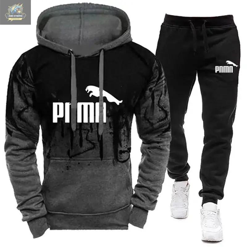 New Jogging Suits Fashion Printed Tracksuits for Men Casual Hoodie + Pant 2 Piece Set Male Sportswear Gym Casual Clothing Sweat Suit