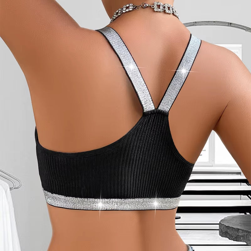 Sexy Ribbed Sportswear Fitness Women Underwear Yoga Tanks Top Backless Lingerie Lady Bras Comfortable Push up Chic Bralette