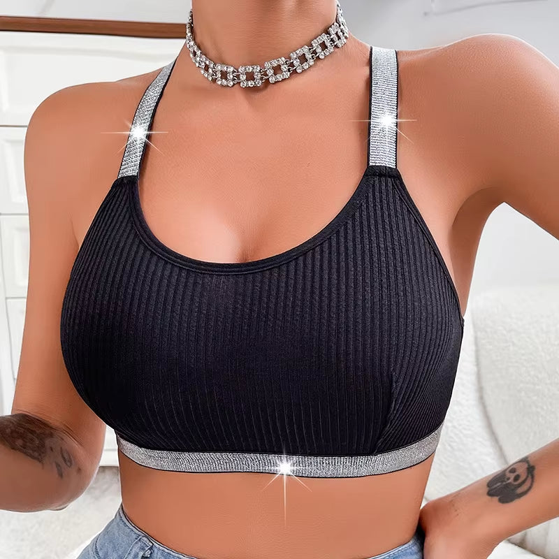 Sexy Ribbed Sportswear Fitness Women Underwear Yoga Tanks Top Backless Lingerie Lady Bras Comfortable Push up Chic Bralette