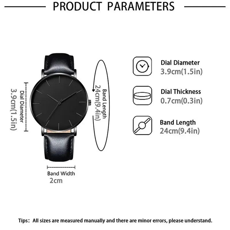 5-in-1 Men’s Fashion Watch Set – Quartz Sports Watch with Stylish Leather Bracelet Collection