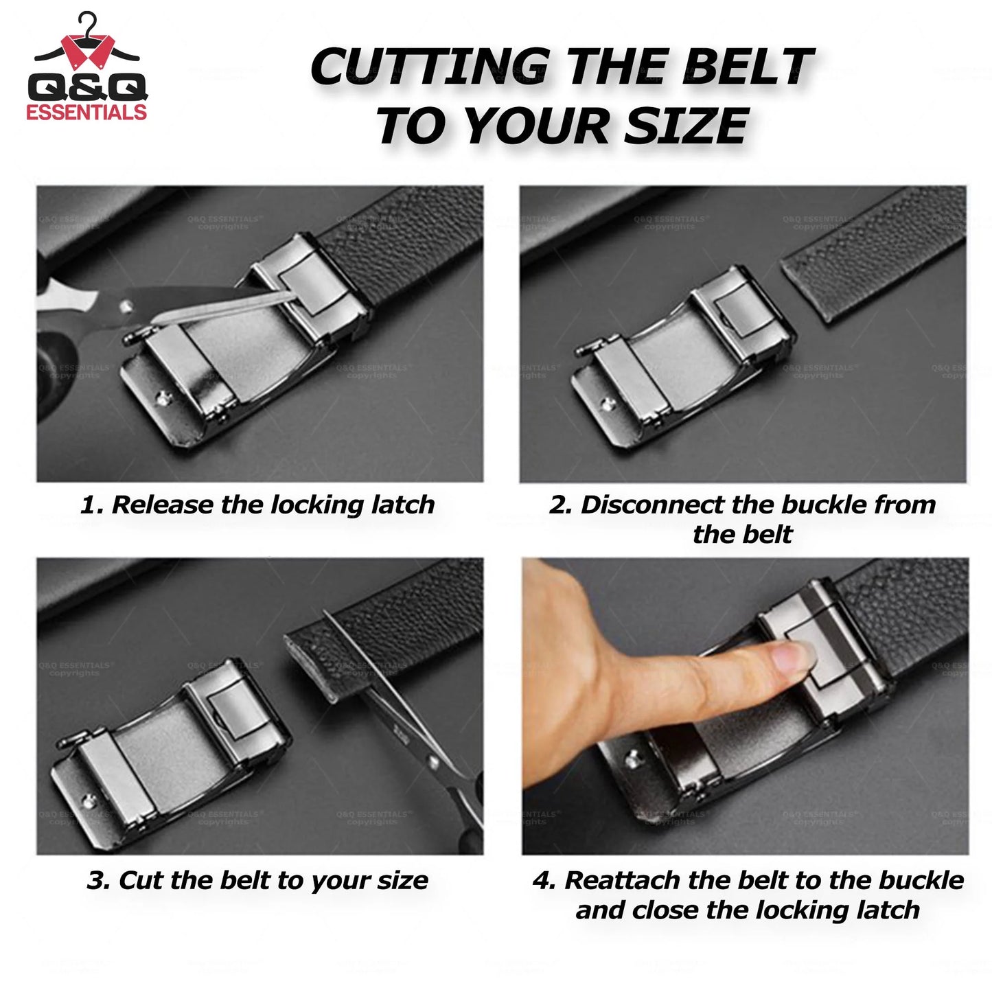 Mens Ratchet Belt Premium Microfiber Leather Adjustable with Unique Slide Belt Buckle Black