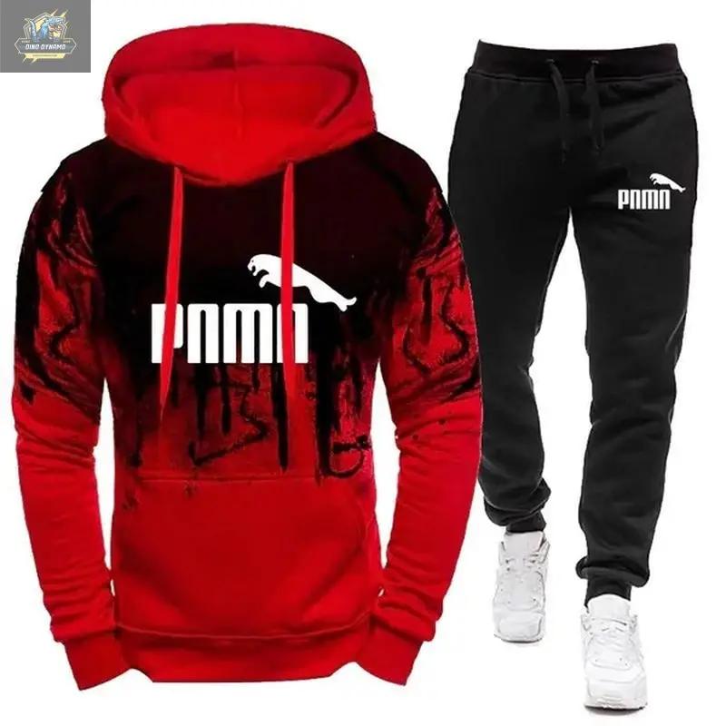 New Jogging Suits Fashion Printed Tracksuits for Men Casual Hoodie + Pant 2 Piece Set Male Sportswear Gym Casual Clothing Sweat Suit