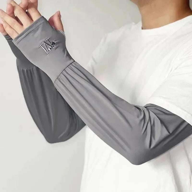 1 Pair Men’s Ice Arm Sleeves – UV Protection Cooling Sun Sleeves for Outdoor Sports & Driving