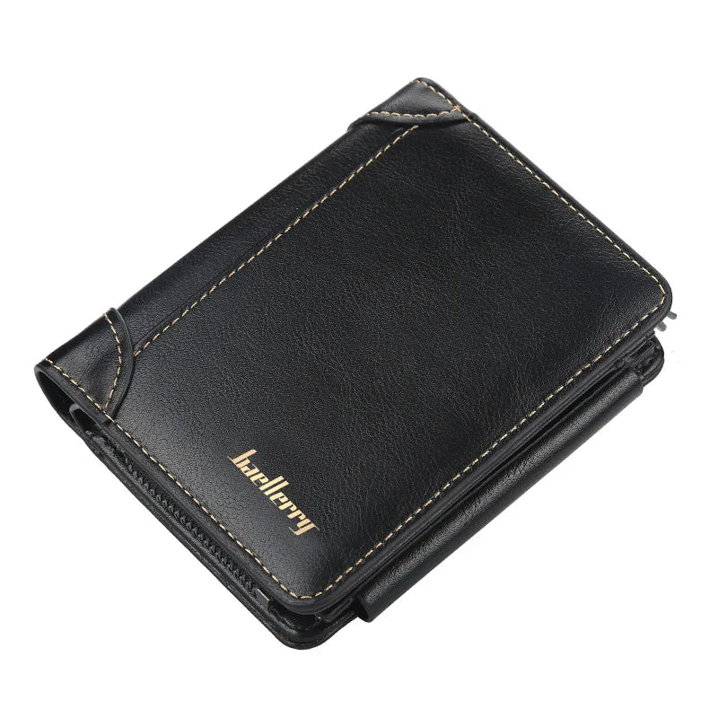 High-Quality PU Leather Men’s Wallet – Compact Zipper Card Holder & Coin Pocket Design