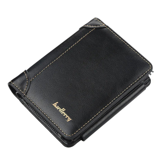 High-Quality PU Leather Men’s Wallet – Compact Zipper Card Holder & Coin Pocket Design