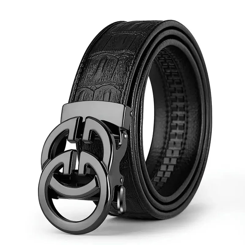 Luxury Genuine Leather Men’s Belt – Automatic Metal Alloy Buckle Designer Waist Strap