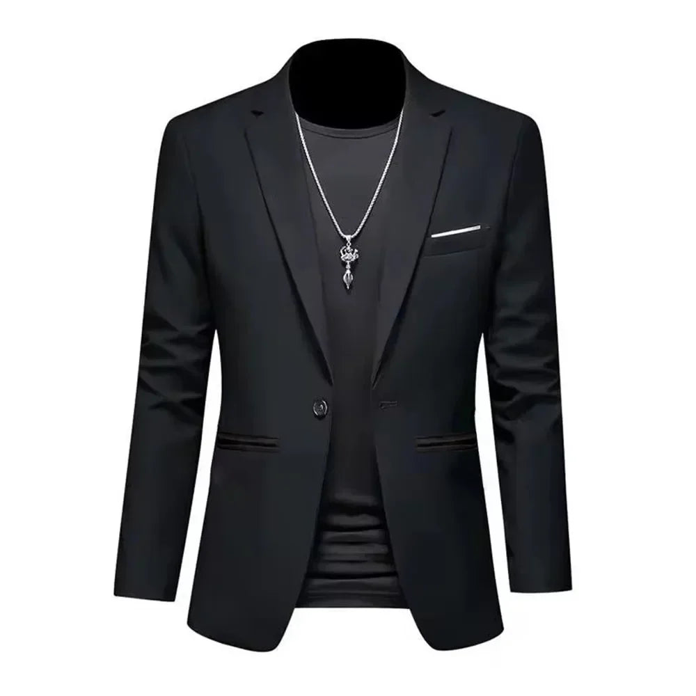 Men'S Trendy Leisure Boutique Suit Jacket Autumn Casual Business Slim Fit Non-Ironing Single Button Suit Solid Formal Blouse