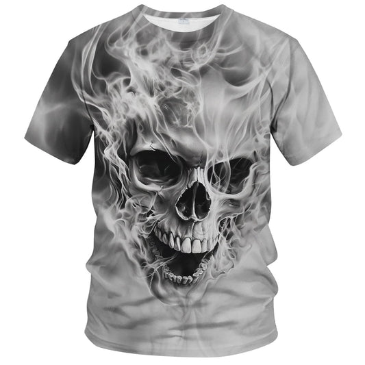 Men'S Skull Graphic T-Shirt 3D Skeleton Print Polyester Tee Gothic & Streetwear Style