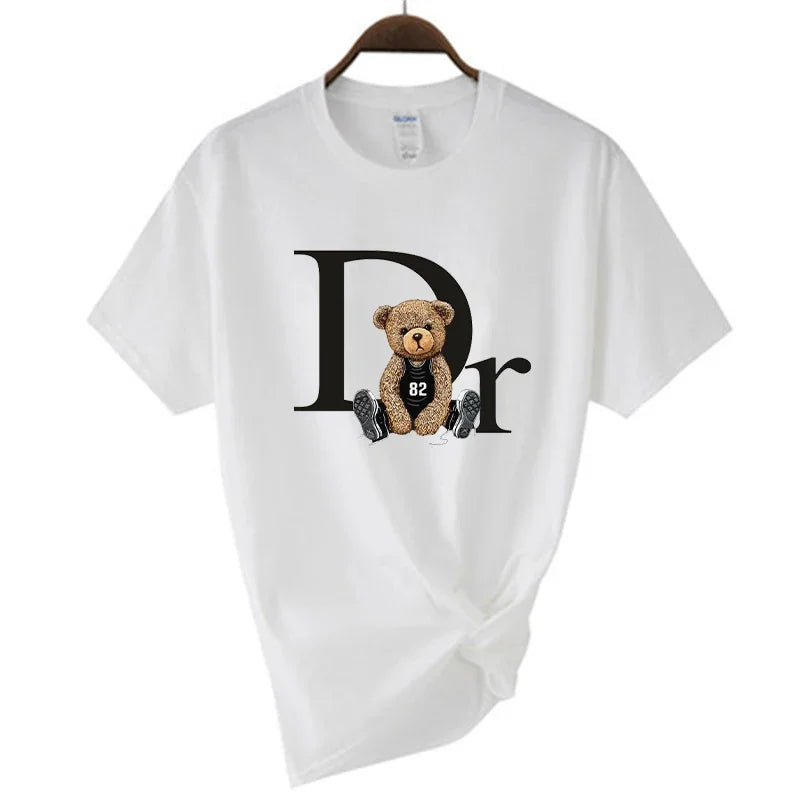 Luxury Brand Women’s T-Shirt – Cute Bear Print Summer Graphic Fashion Tee