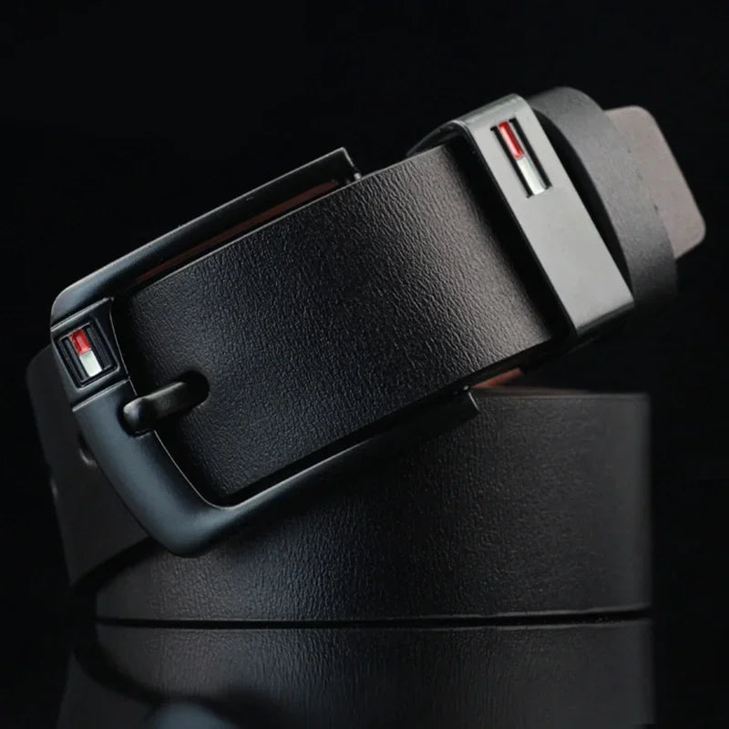 Men’s Designer PU Leather Belt – Trendy Alloy Pin Buckle for Jeans, Business, & Leisure Outfits