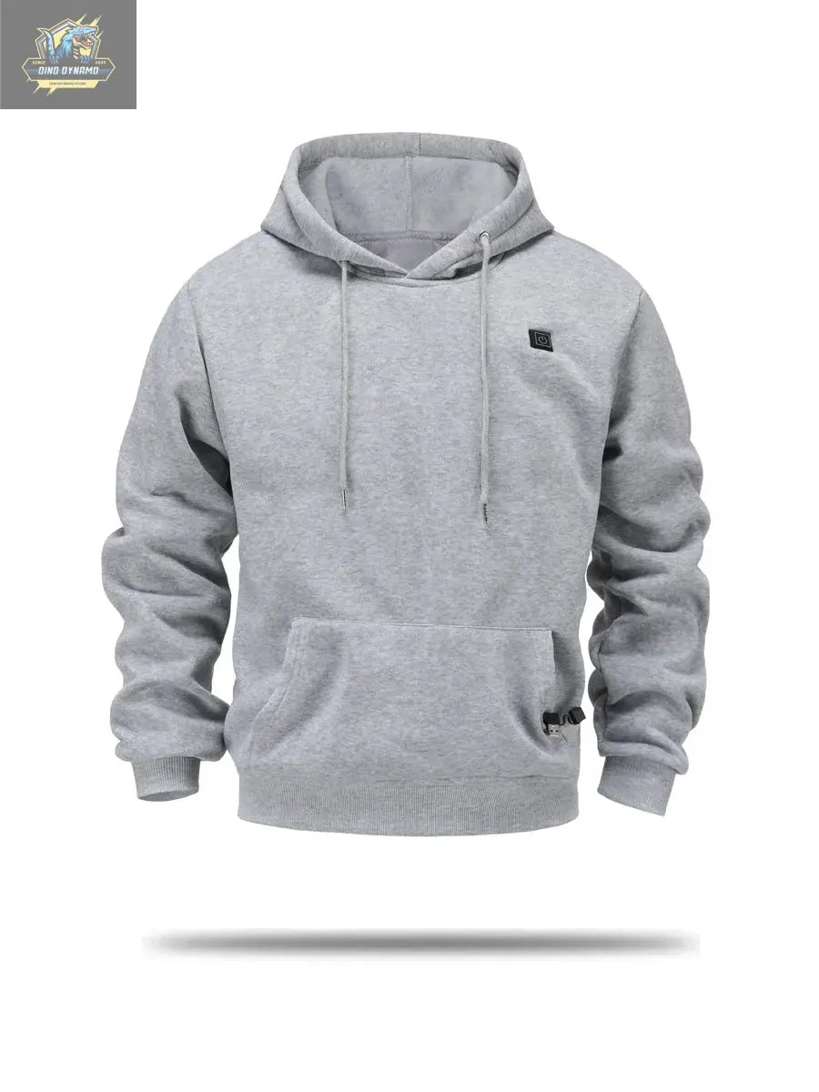 Mens USB Heated Jacket Winter Electric Heating Sweatshirt with Hood Warm Rechargeable Thermal Clothing for Outdoor Sports Skiing