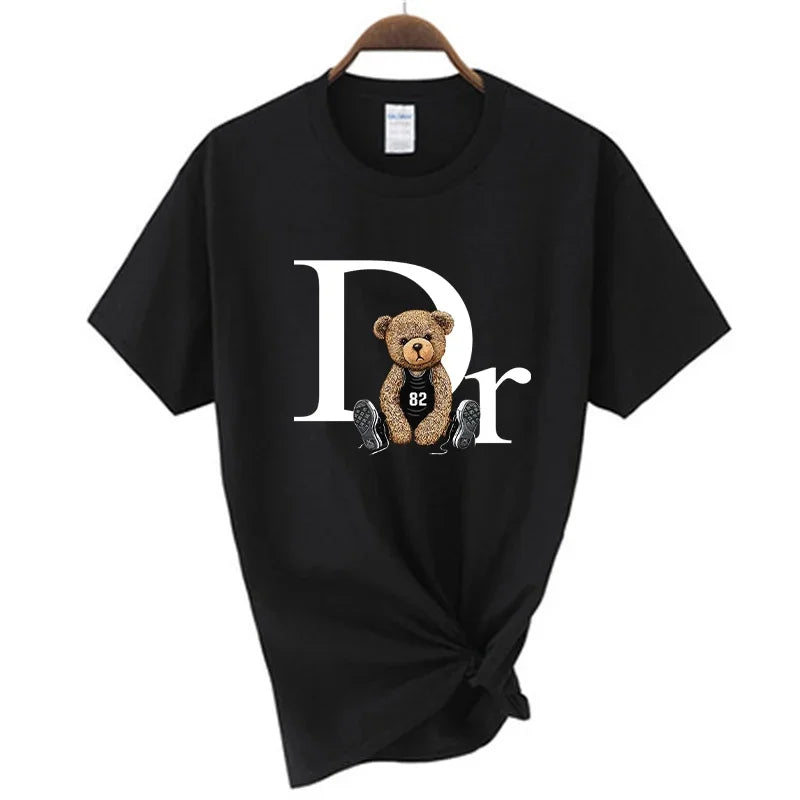 Luxury Brand Women’s T-Shirt – Cute Bear Print Summer Graphic Fashion Tee