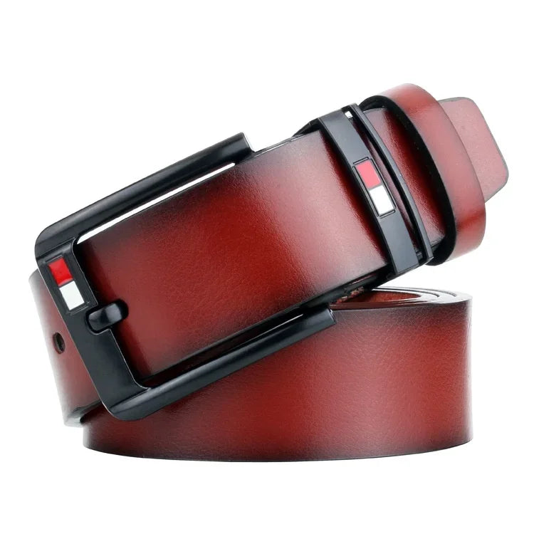 Men’s Designer PU Leather Belt – Trendy Alloy Pin Buckle for Jeans, Business, & Leisure Outfits