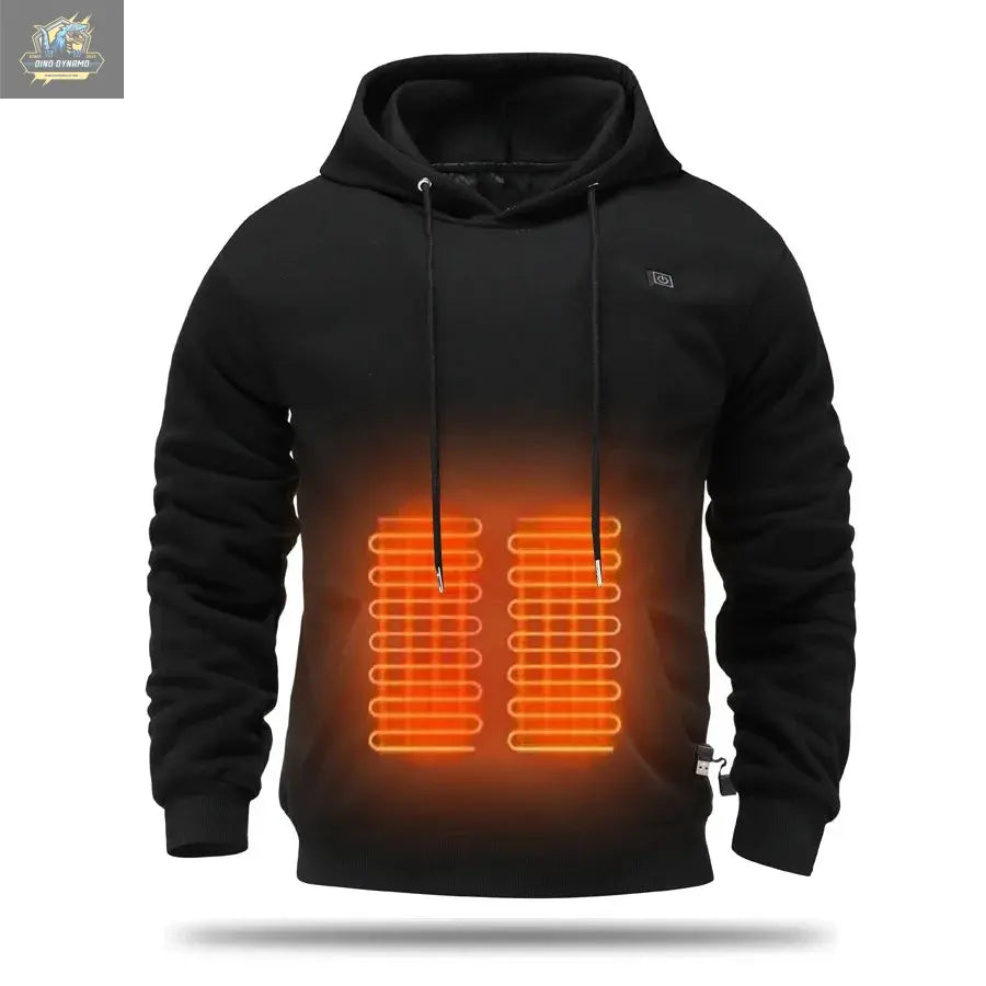 Mens USB Heated Jacket Winter Electric Heating Sweatshirt with Hood Warm Rechargeable Thermal Clothing for Outdoor Sports Skiing