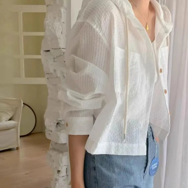 Women’s Summer Sunshade Shirt – Lightweight Long Sleeve Casual Fashion Top