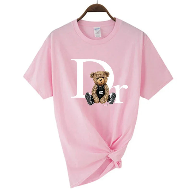 Luxury Brand Women’s T-Shirt – Cute Bear Print Summer Graphic Fashion Tee