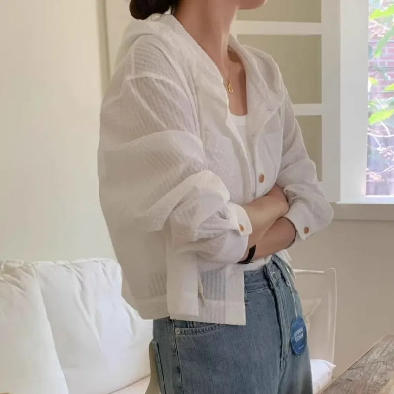 Women’s Summer Sunshade Shirt – Lightweight Long Sleeve Casual Fashion Top