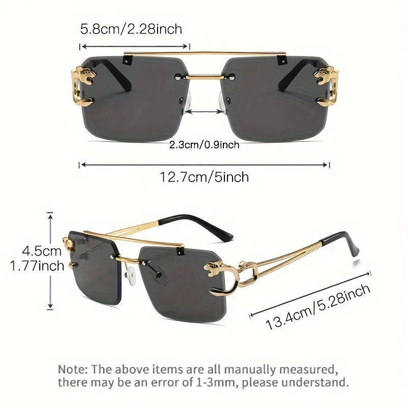 Vintage Luxury Golden Frameless Sunglasses – Cool Tiger Design Anti-Glare Glasses for Men & Women