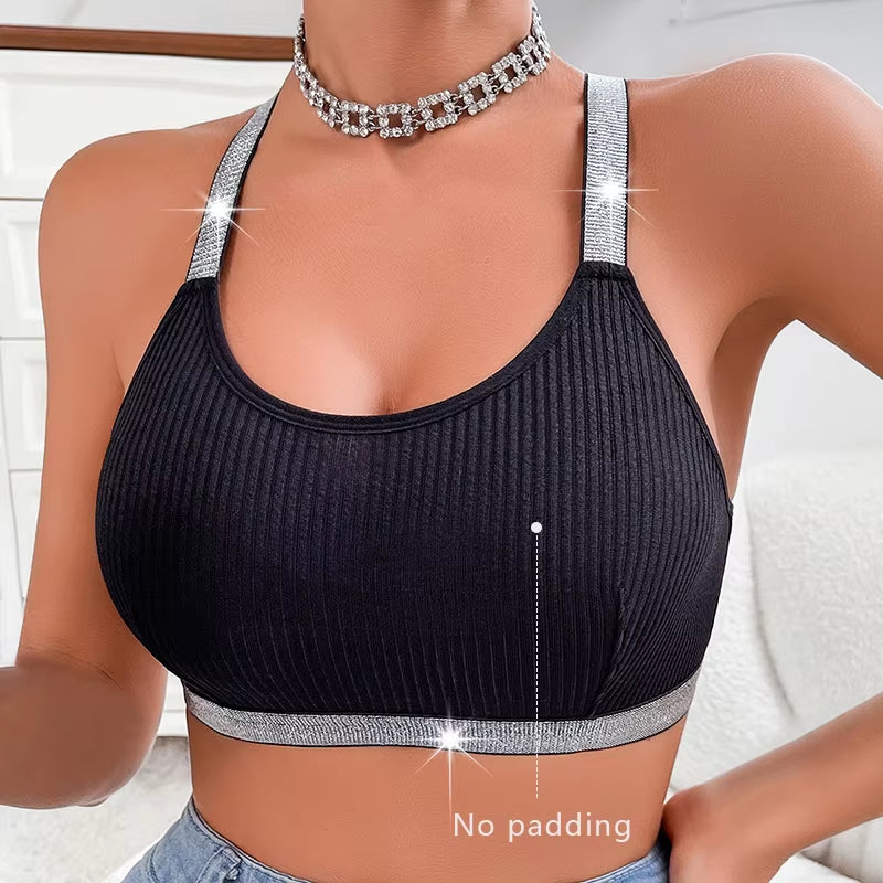 Sexy Ribbed Sportswear Fitness Women Underwear Yoga Tanks Top Backless Lingerie Lady Bras Comfortable Push up Chic Bralette