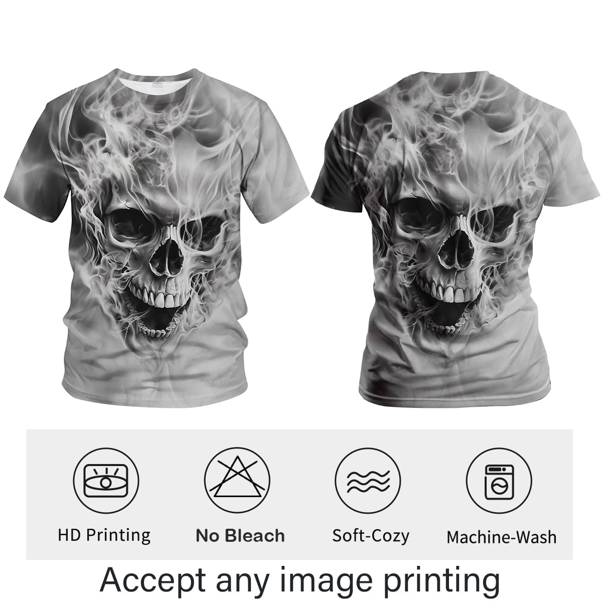 Men'S Skull Graphic T-Shirt 3D Skeleton Print Polyester Tee Gothic & Streetwear Style