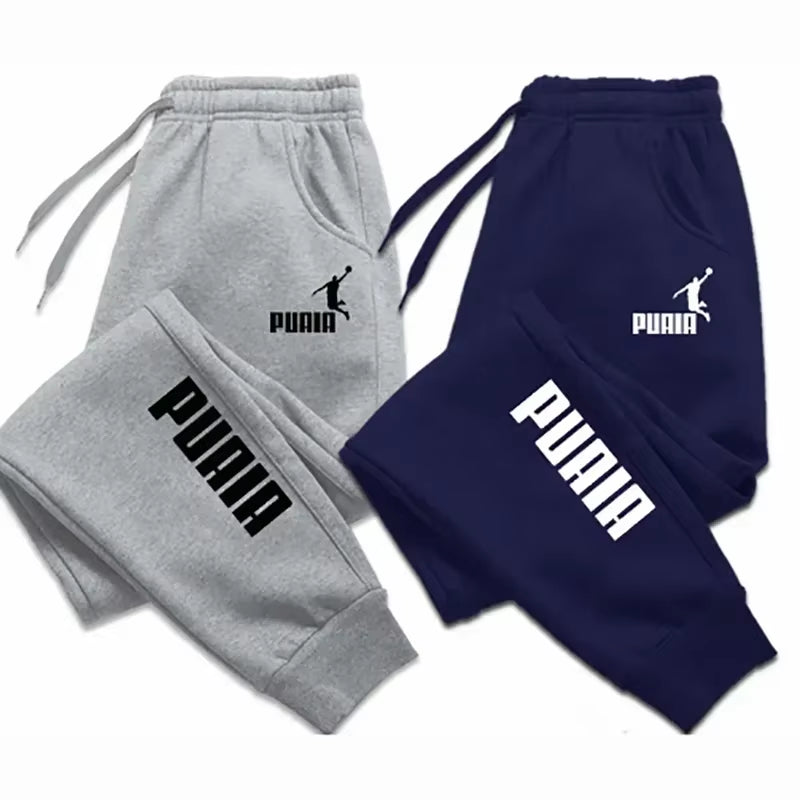 PUAIA Print Men'S Pants Autumn/Winter New Sport Jogging Trousers Fitness Loose Fit Clothing Solid Color Outfit Streetwear Pants